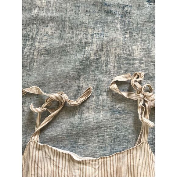 Caslon Ivory Khaki Stripe Tie Shoulder Tiered Sundress Size 1X - Picture 4 of 11